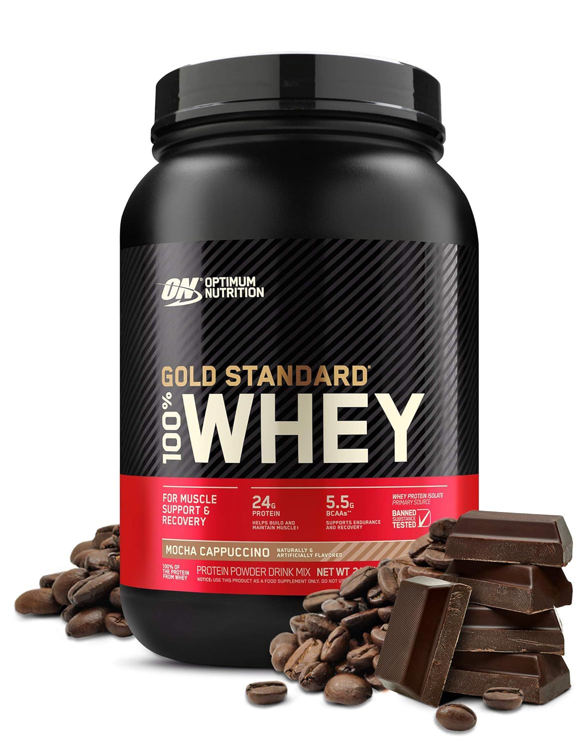 Optimum Nutrition Gold Standard 100% Whey Protein Powder in Mocha Cappuccino Flavor, 2 lbs