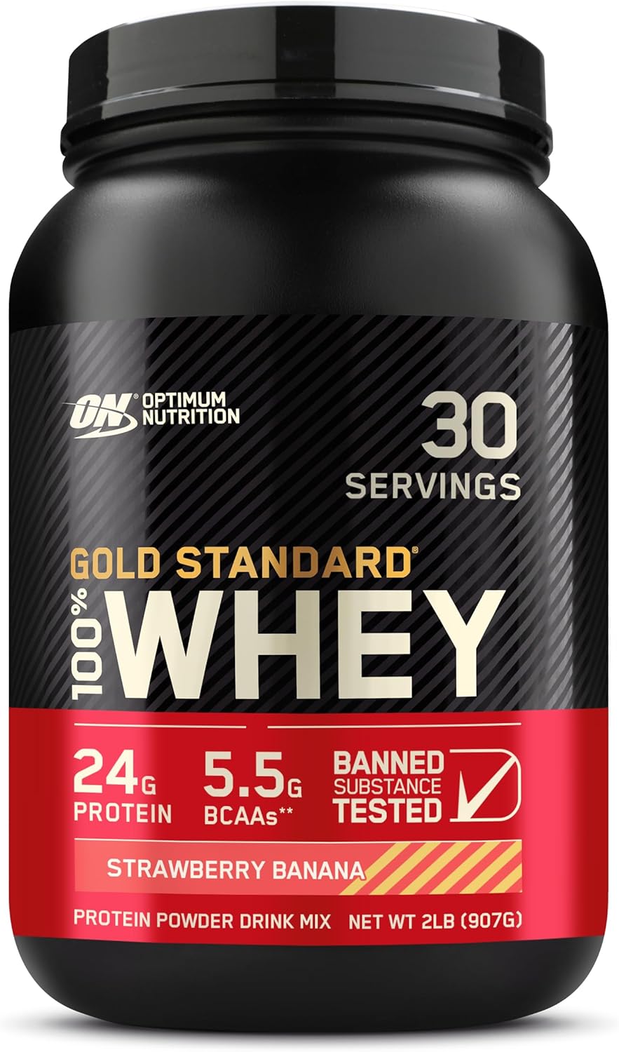 Optimum Nutrition Gold Standard Whey Protein Powder, Strawberry Banana Flavor, 2lb - Varies Packaging