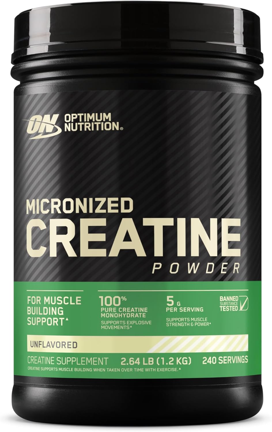 Optimum Nutrition Micronized Creatine Monohydrate Powder - Unflavored - 240 Servings - 1200g - Varying Packaging