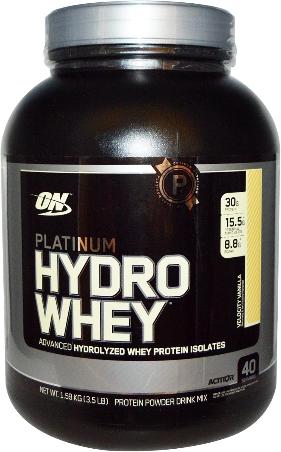 Optimum Nutrition Platinum Hydro Whey Velocity Vanilla Protein Powder 3.5lb - 100% Pure Whey Isolate Supplement