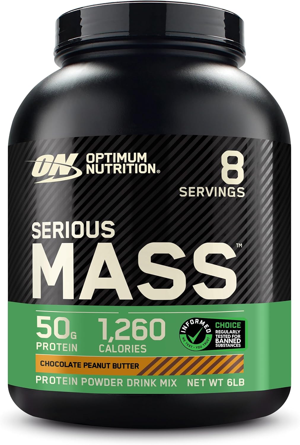 Optimum Nutrition Serious Mass Weight Gainer Protein Powder with Vitamin C and Zinc, Creatine, Chocolate Peanut Butter Flavor - 6 lb Pack