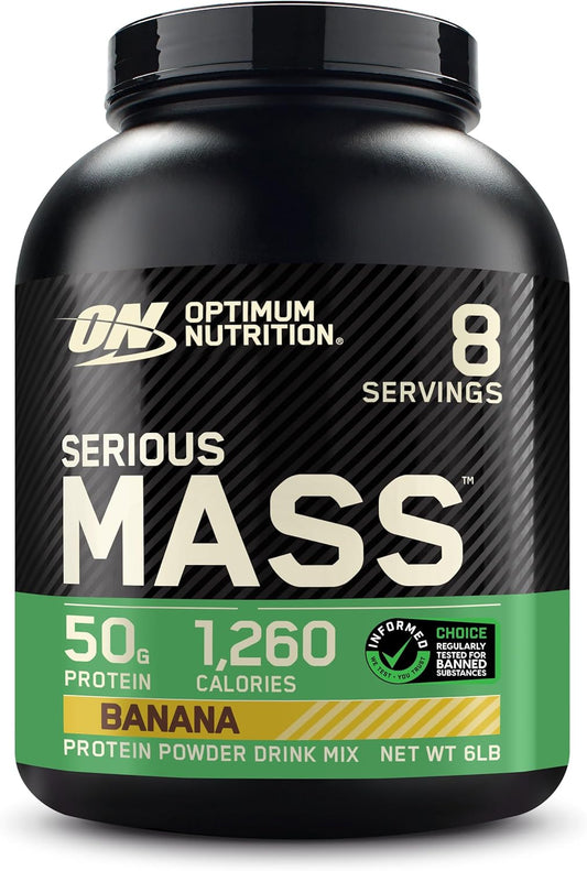 Optimum Nutrition Serious Mass Weight Gainer Protein Powder with Vitamin C and Zinc, Creatine, Banana Flavor, 6 Pound Pack