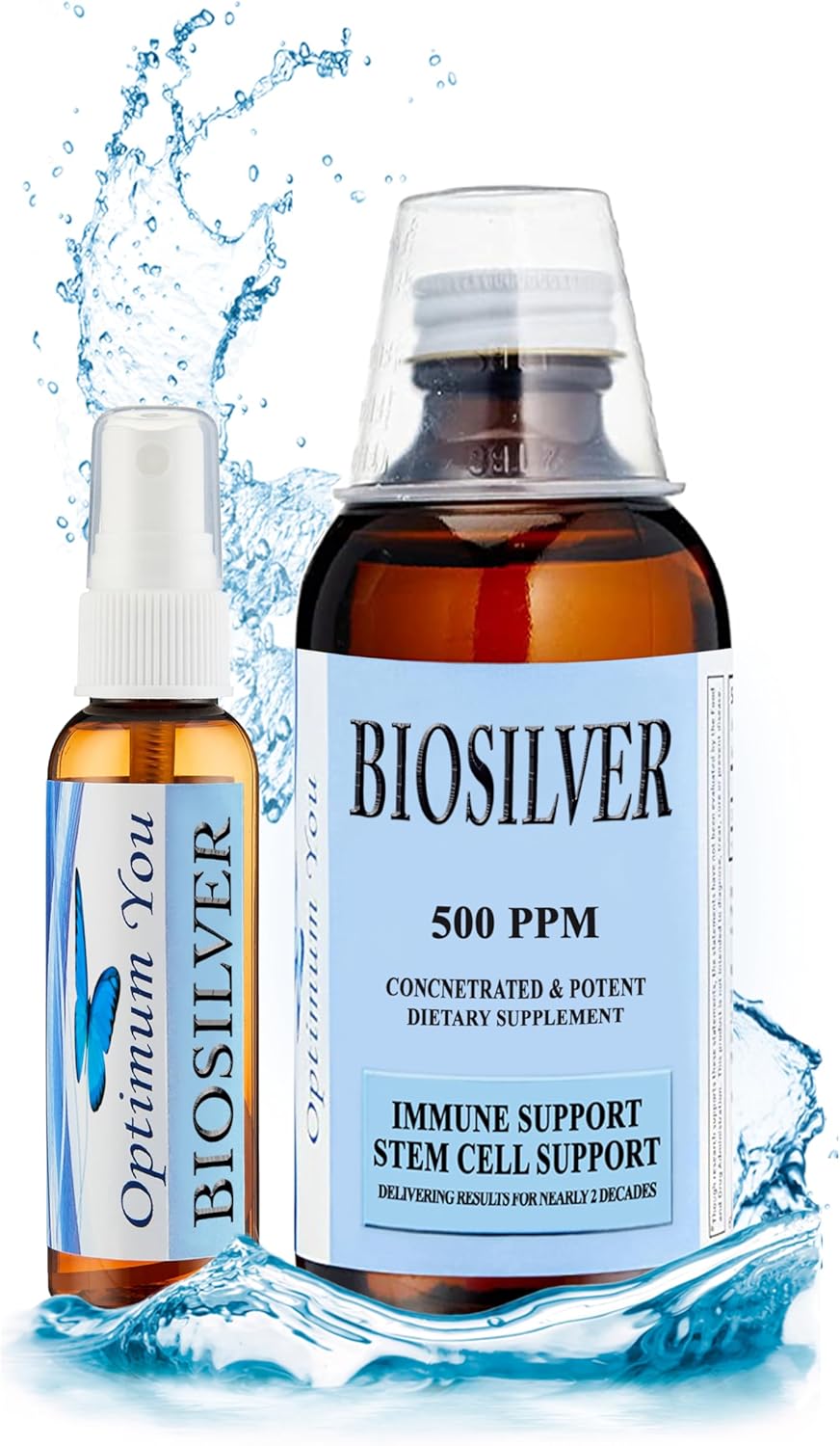 Optimum You BIOSILVER Colloidal Silver Liquid 500 ppm Extra Strength 8 oz - Immune & Stem Cell Support Healing Wounds