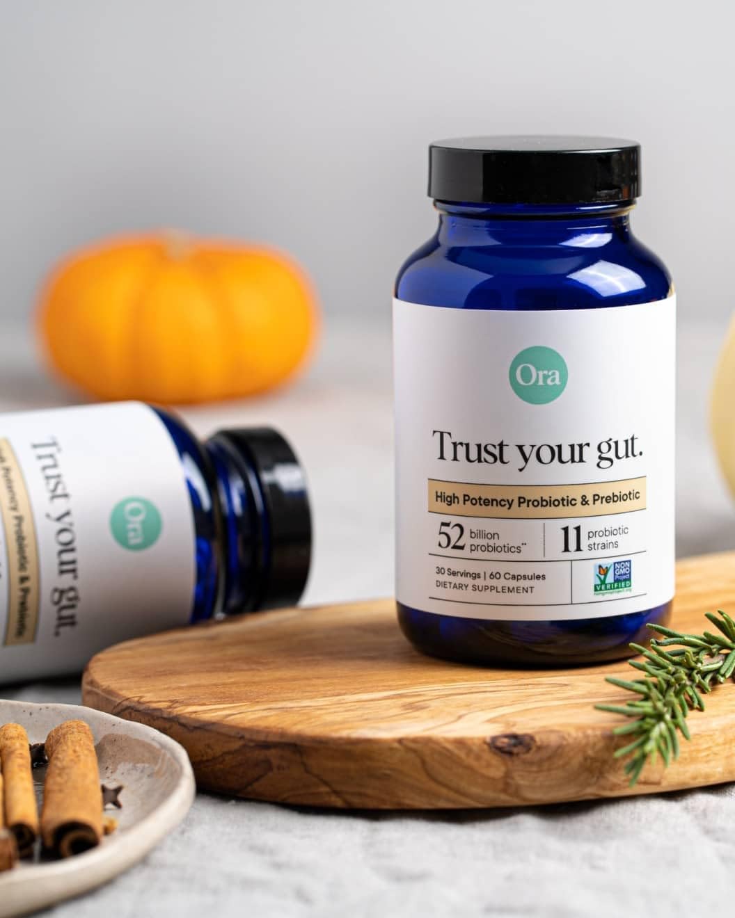 Ora Organic Probiotics with Prebiotics - 52 Billion CFU, 11 Clinically Studied Strains, Digestive Health Support, Gluten-Free - 60 Capsules - BoostGo Australia