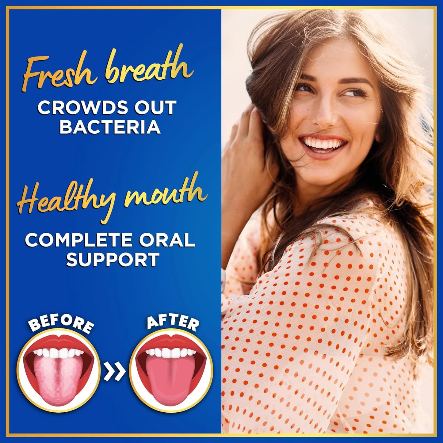 Oral Probiotic Mint Tablets for Bad Breath & Gum Health - 3BN CFU Lactobacillus Salivarius, Paracasei, K12 Pro B, Inulin Dental Probiotics - 90 Count
