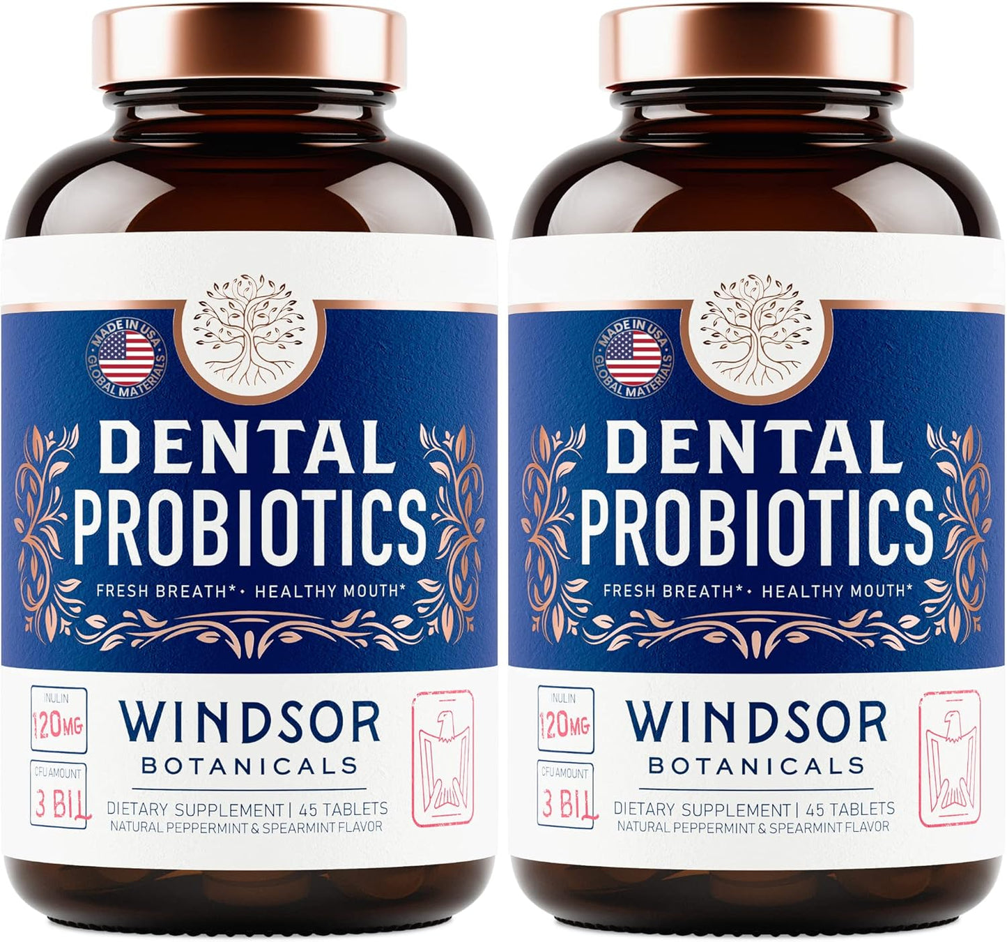 Oral Probiotic Mint Tablets for Bad Breath & Gum Health - 3BN CFU Lactobacillus Salivarius, Paracasei, K12 Pro B, Inulin Dental Probiotics - 90 Count
