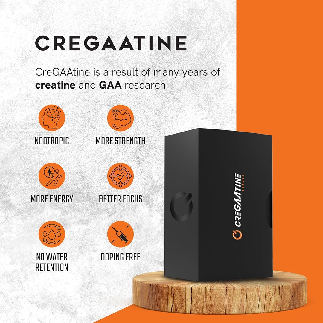 Orange CreGAAtine Micronized Creatine Monohydrate + GAA Sachets - Boost Strength, Memory, and Focus - 60 Packets, 30 Servings for Men and Women