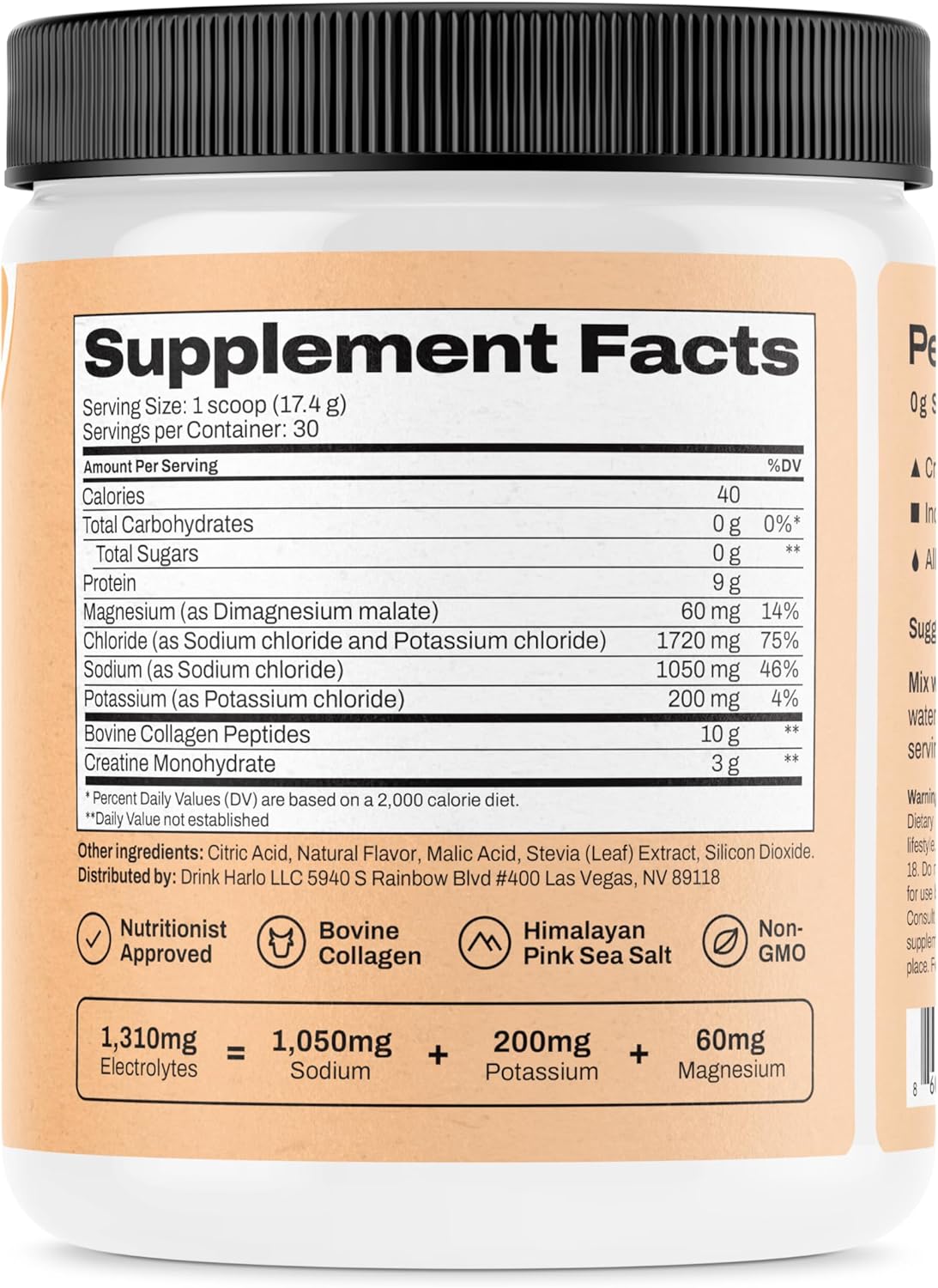 Orange Salt Electrolyte Drink Mix with Bovine Collagen, Creatine Monohydrate Powder - Energy Drink for Pre & Post Workout - Sugar Free