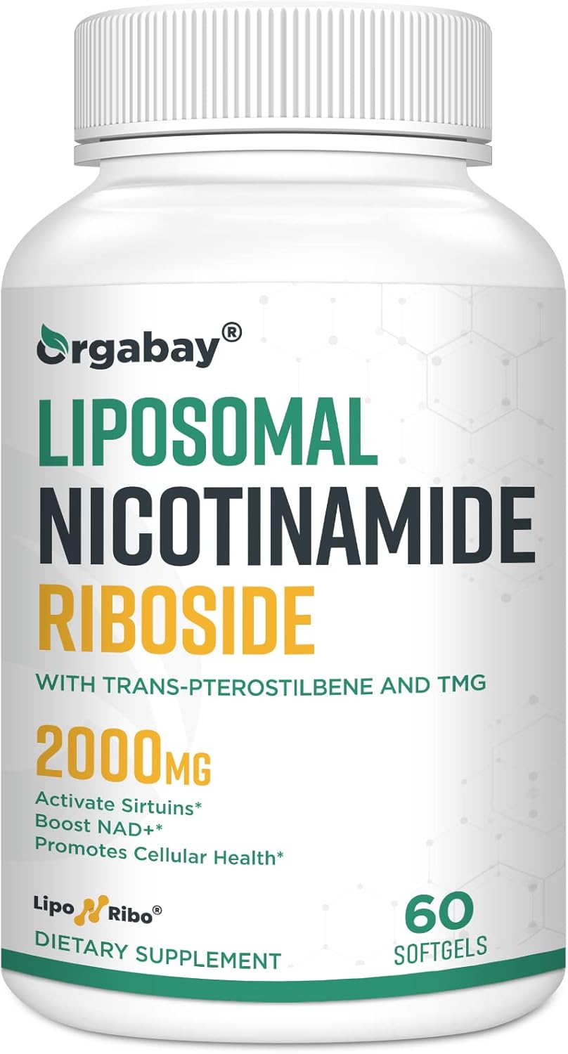 Orgabay Liposomal Nicotinamide Riboside 2000MG with TMG and Pterostilbene, NAD+ Booster for Healthy Aging, 60 Capsules