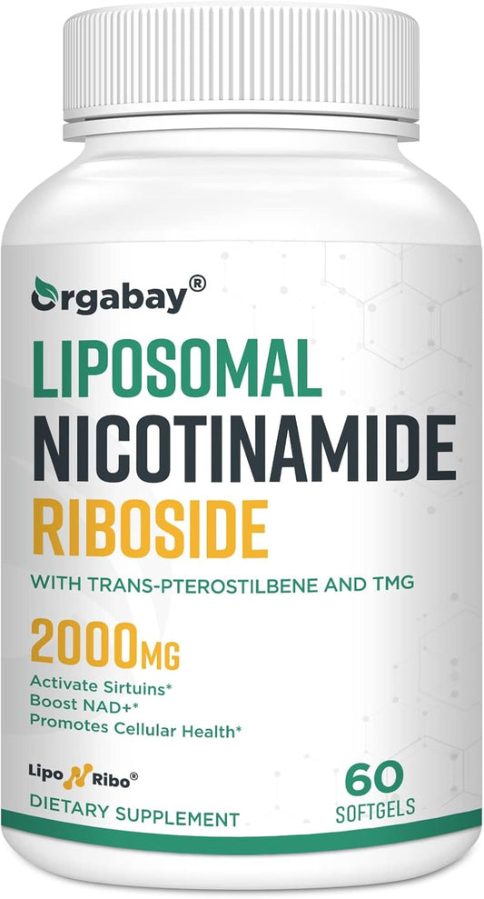 Orgabay Liposomal Nicotinamide Riboside 2000MG with TMG and Pterostilbene, NAD+ Booster for Healthy Aging, 60 Capsules