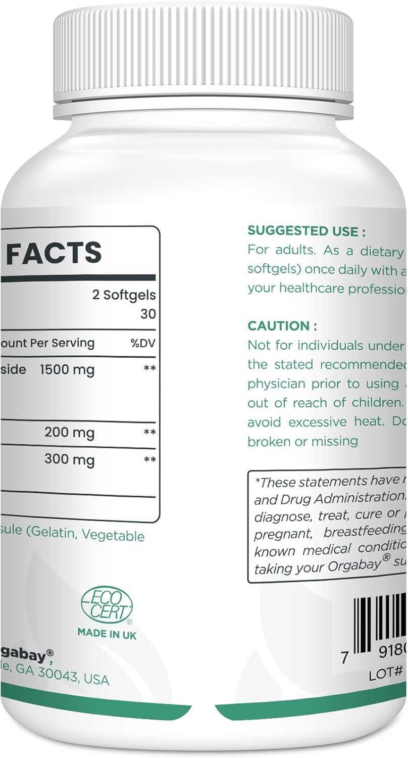 Orgabay Liposomal Nicotinamide Riboside 2000MG with TMG and Pterostilbene, NAD+ Booster for Healthy Aging, 60 Capsules