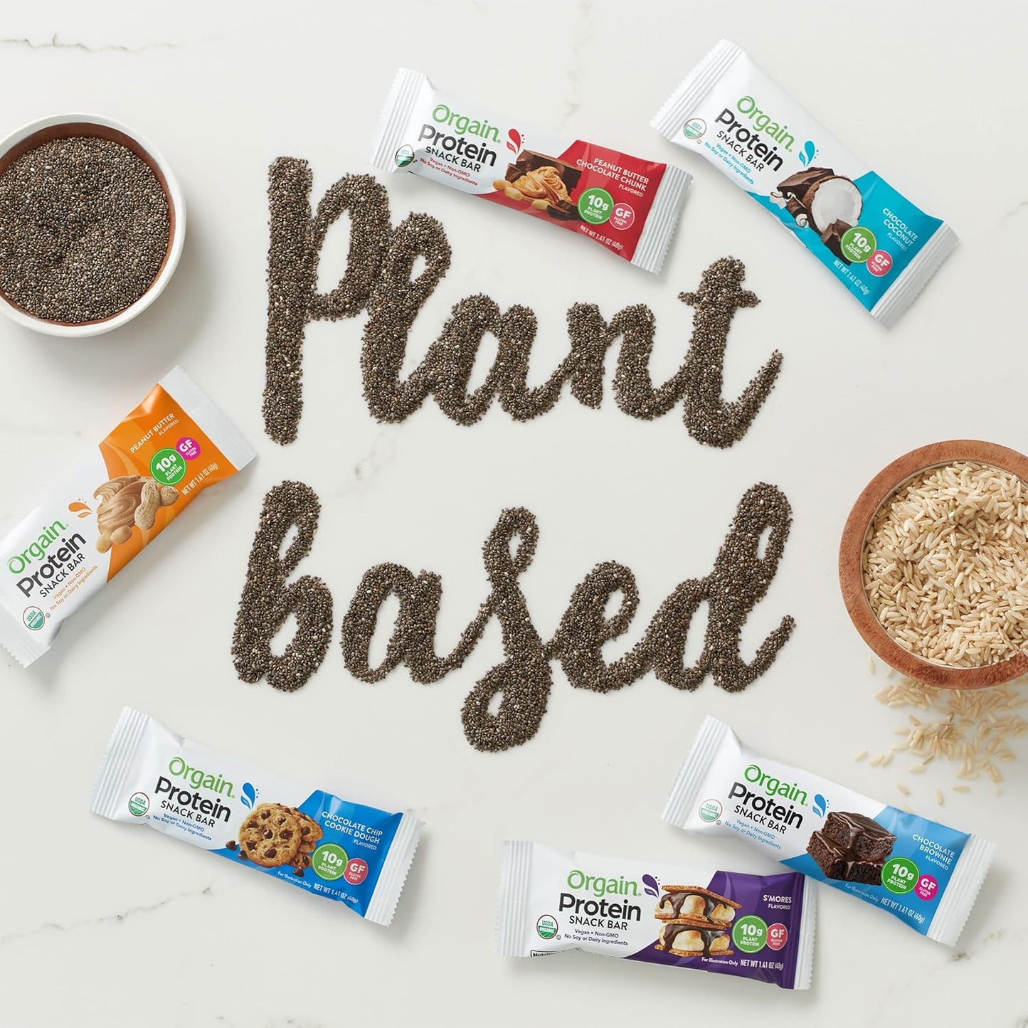 Orgain Chocolate Brownie Vegan Protein Bars - 10g Plant-Based Protein, Low Calorie Snacks, No Lactose or Soy, Gluten-Free, Non-GMO - 1.41 Oz (Pack of 12)