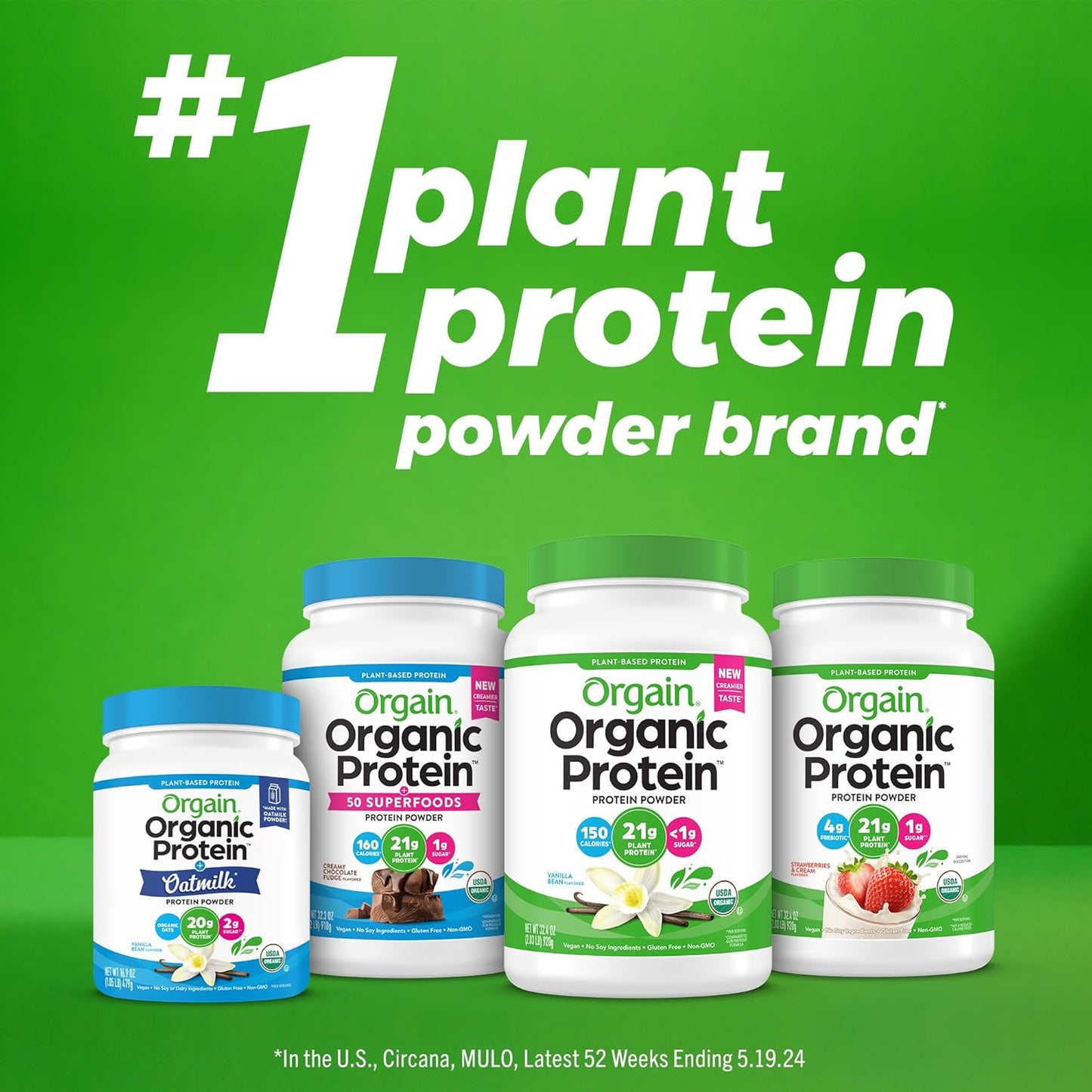 Orgain Iced Coffee Vegan Protein Powder - 21g Plant Protein, Low Net Carb, Non-GMO, No Added Sugar - Shakes & Smoothies - 2.03 lb