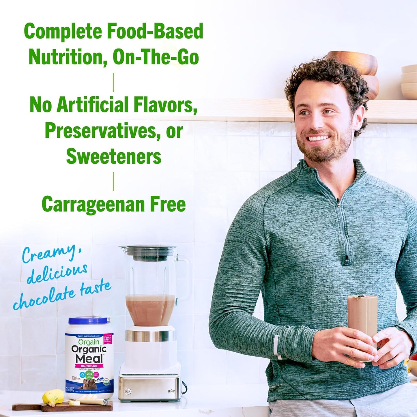 Orgain Organic Vegan Meal Replacement Protein Powder - Creamy Chocolate Fudge, 20g Plant Protein, 7g Fiber, Gluten Free, Shakes & Smoothies - 2.01lb