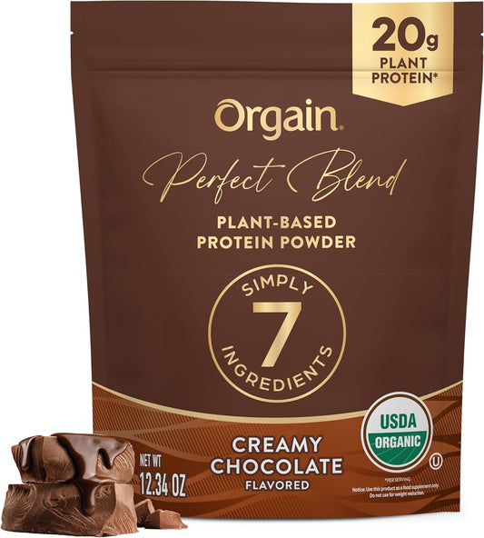 Orgain Organic Vegan Protein Powder - Chocolate, 20g Plant Protein, 7 Clean Ingredients, Low Sugar, Gluten-Free, Non-GMO