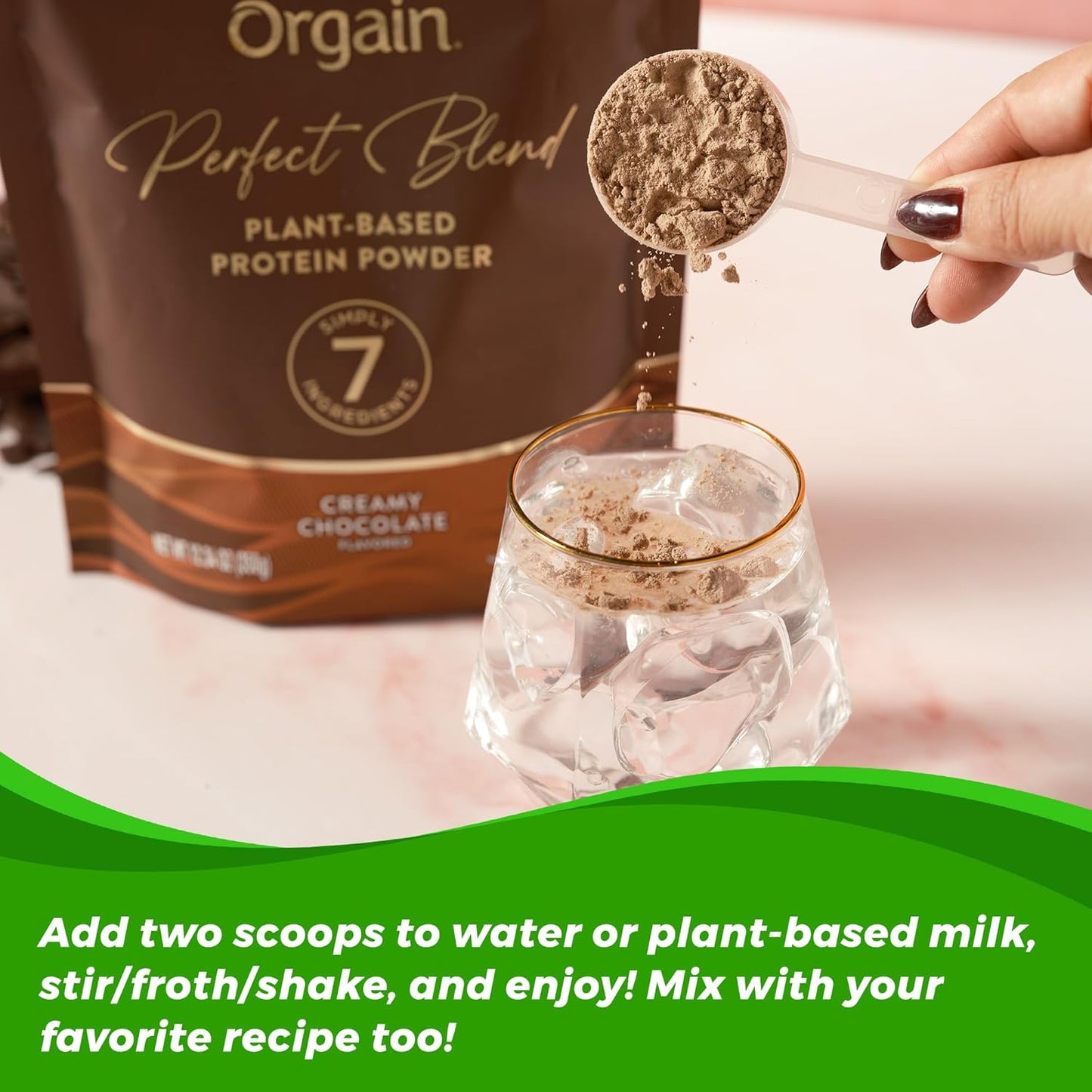 Orgain Organic Vegan Protein Powder - Chocolate, 20g Plant Protein, 7 Clean Ingredients, Low Sugar, Gluten-Free, Non-GMO