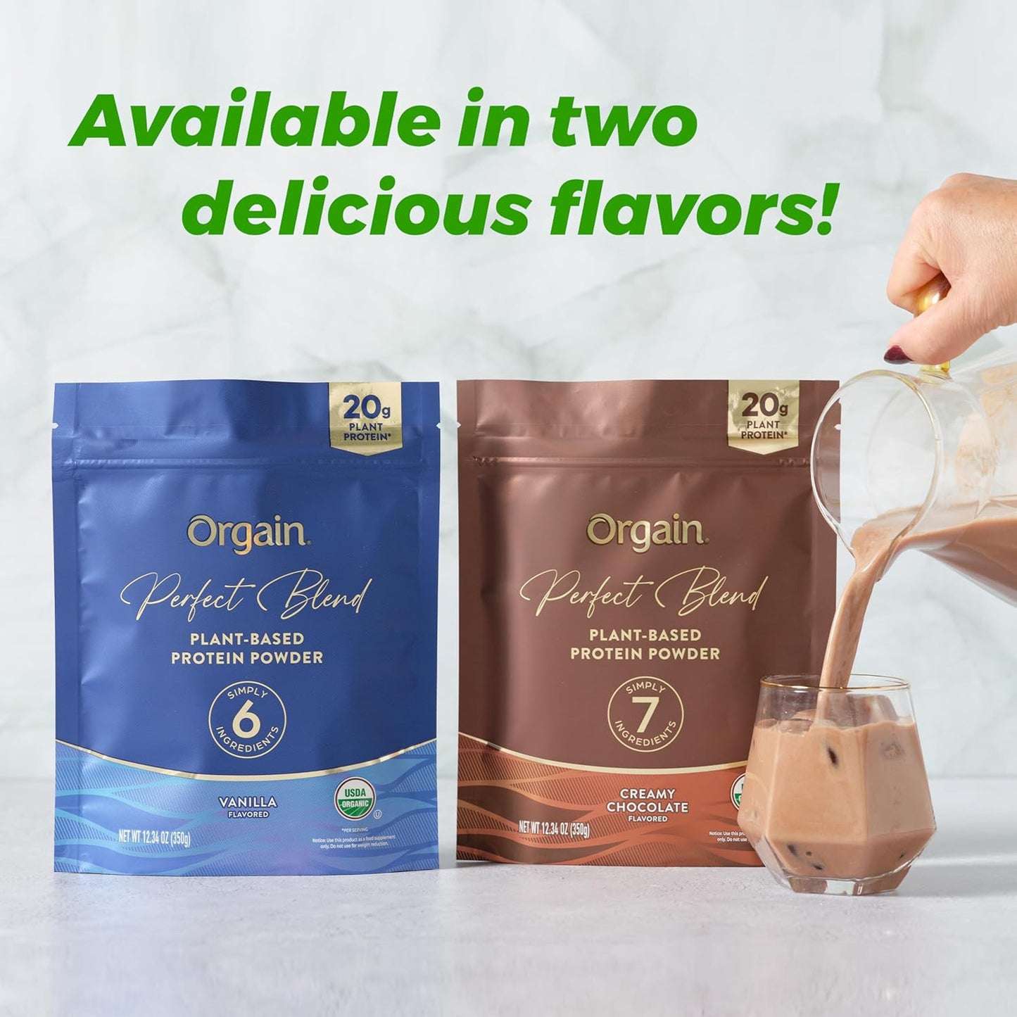 Orgain Organic Vegan Protein Powder - Chocolate, 20g Plant Protein, 7 Clean Ingredients, Low Sugar, Gluten-Free, Non-GMO