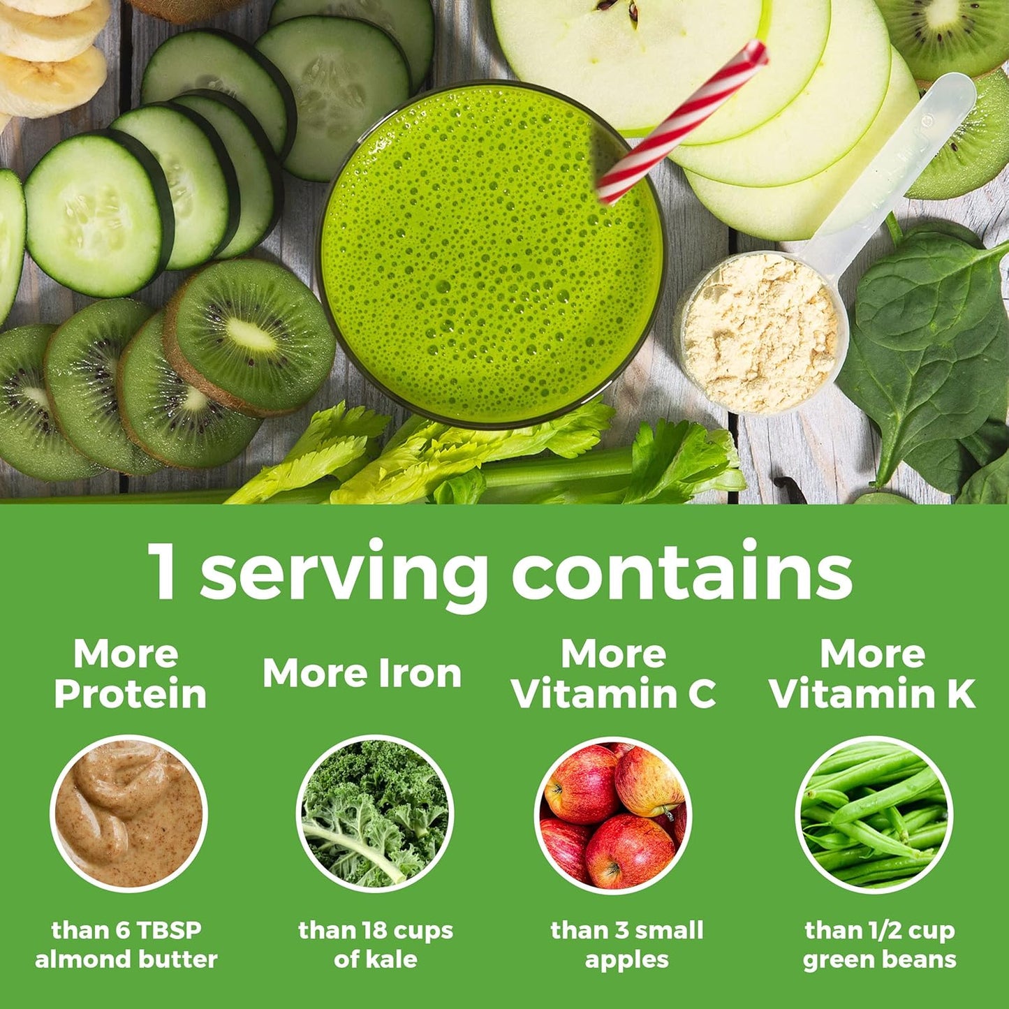 Orgain Organic Vegan Protein Powder with Greens, Vanilla Bean - 21g Protein, 6g Fiber, Gluten Free, No Sugar Added - 1.94lb