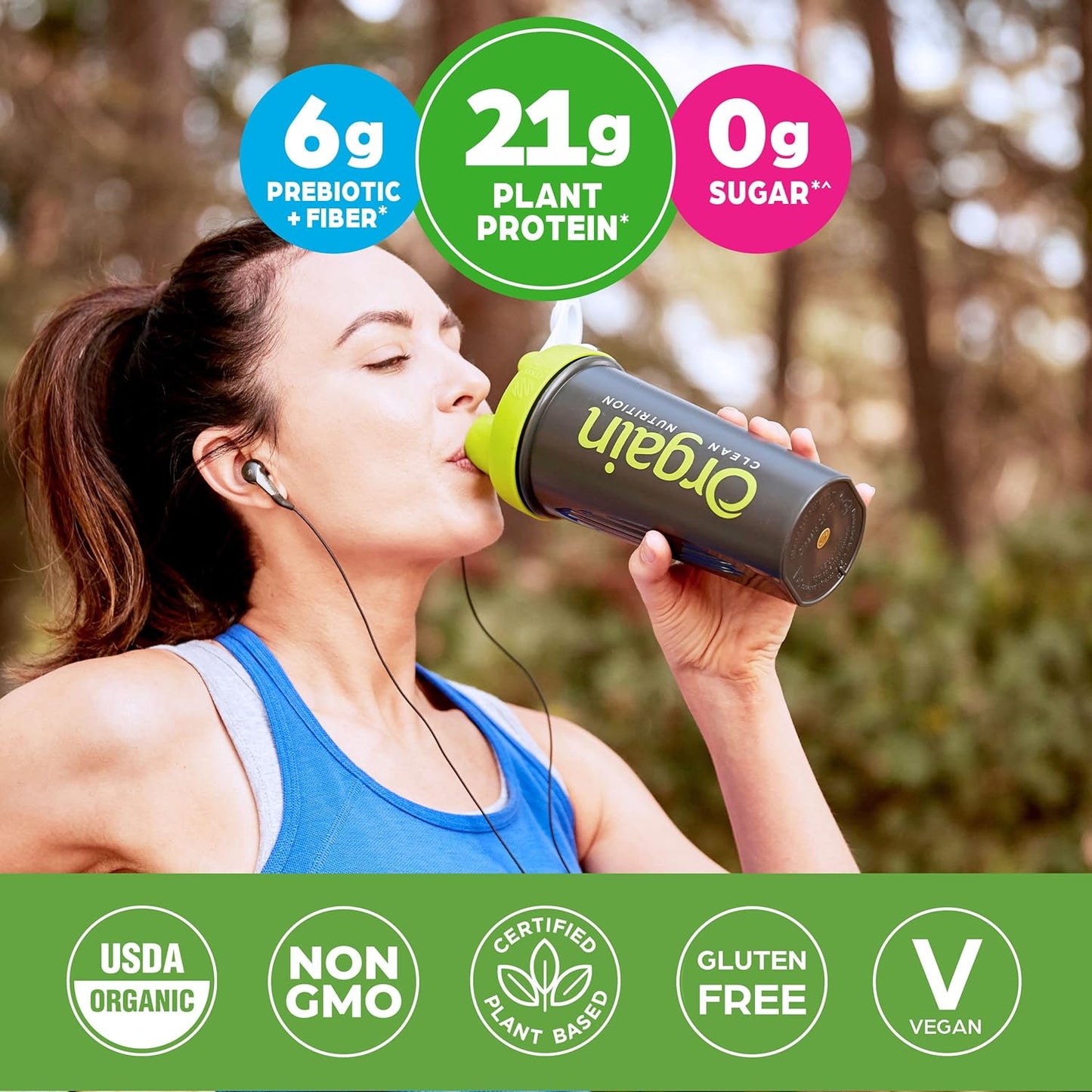 Orgain Vegan Protein Powder, Creamy Chocolate Fudge - 21g Plant Protein, 6g Prebiotic Fiber, No Lactose, Low Carb, Non-GMO - 10 Travel Packs for Shakes & Smoothies