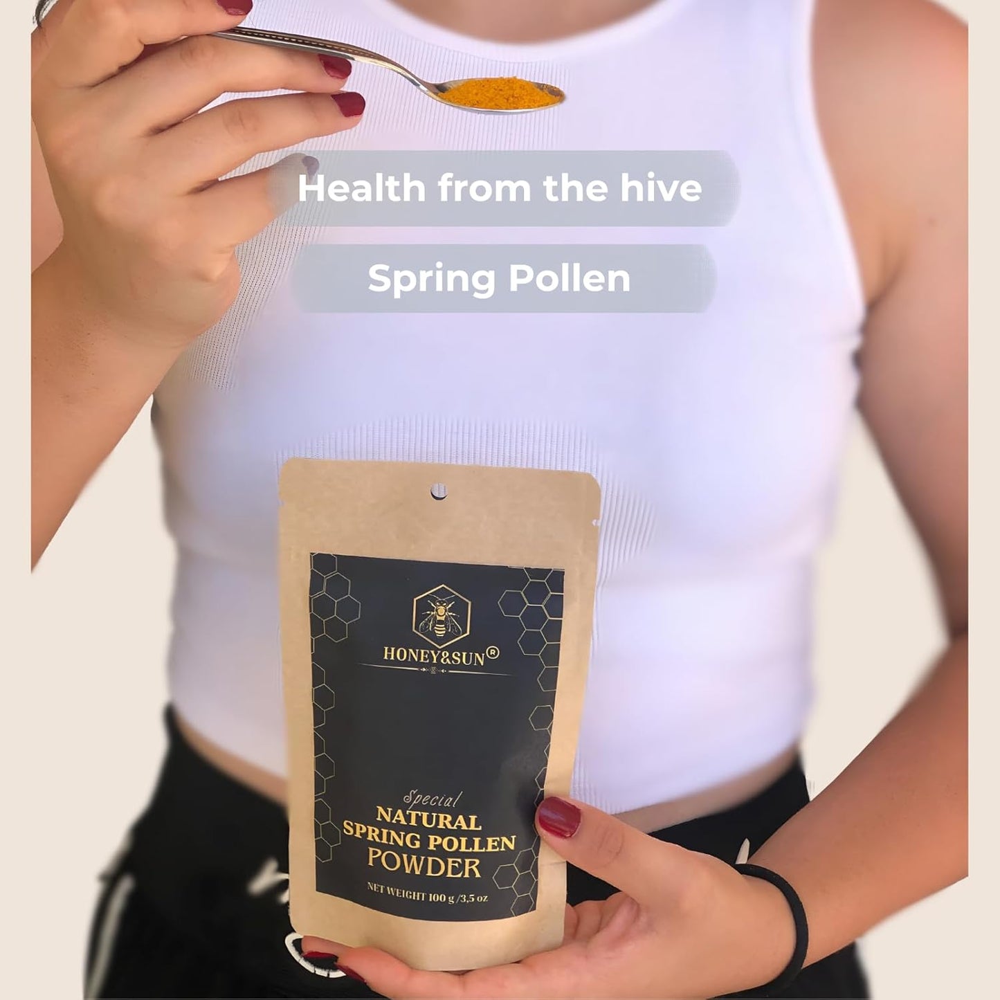 Organic 100% Raw Bee Pollen with Vitamin B, Minerals, Amino Acids, Protein - Gluten Free, Non-GMO, Halal - Natural Enzymes - 3.5 oz Honey&SUN