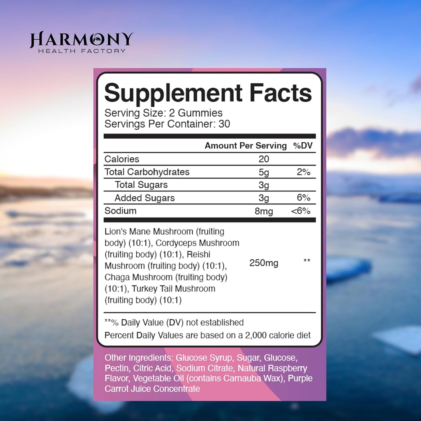 Organic 10x Potency Mushroom Supplement Gummies for Energy and Mood - Immune Support with Lion's Mane, Cordyceps, Reishi, Chaga, Turkey Tail - Nootropic Adaptogenic Raspberry Flavor - 60 Count