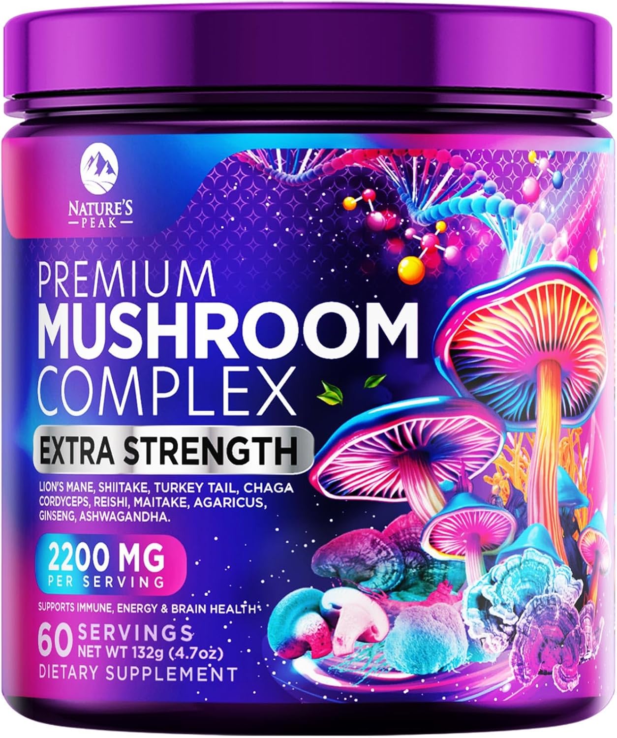 Organic 11-in-1 Mushroom Extract Powder Supplement for Energy & Immune Support - Lions Mane, Reishi, Cordyceps, Chaga, Turkey Tail, Maitake - 60 Servings - BoostGo Australia