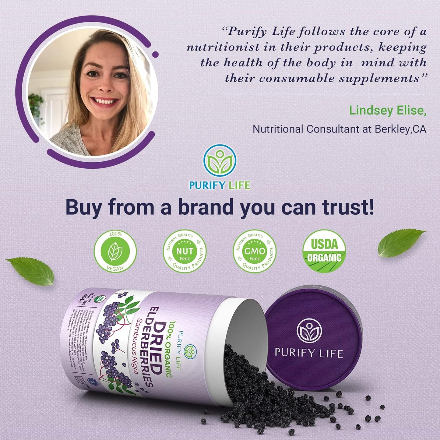 Organic 1lb Bulk Dried Elderberries for Immune Support - Whole Black Elderberry, Raw & Non-Irradiated - Perfect for Sambucus Syrup - Resealable Bag with BPA-Free Scoop - BoostGo Australia