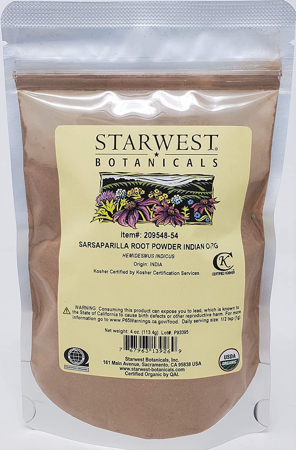 Organic 4 oz Sarsaparilla Root Powder by Starwest Botanicals