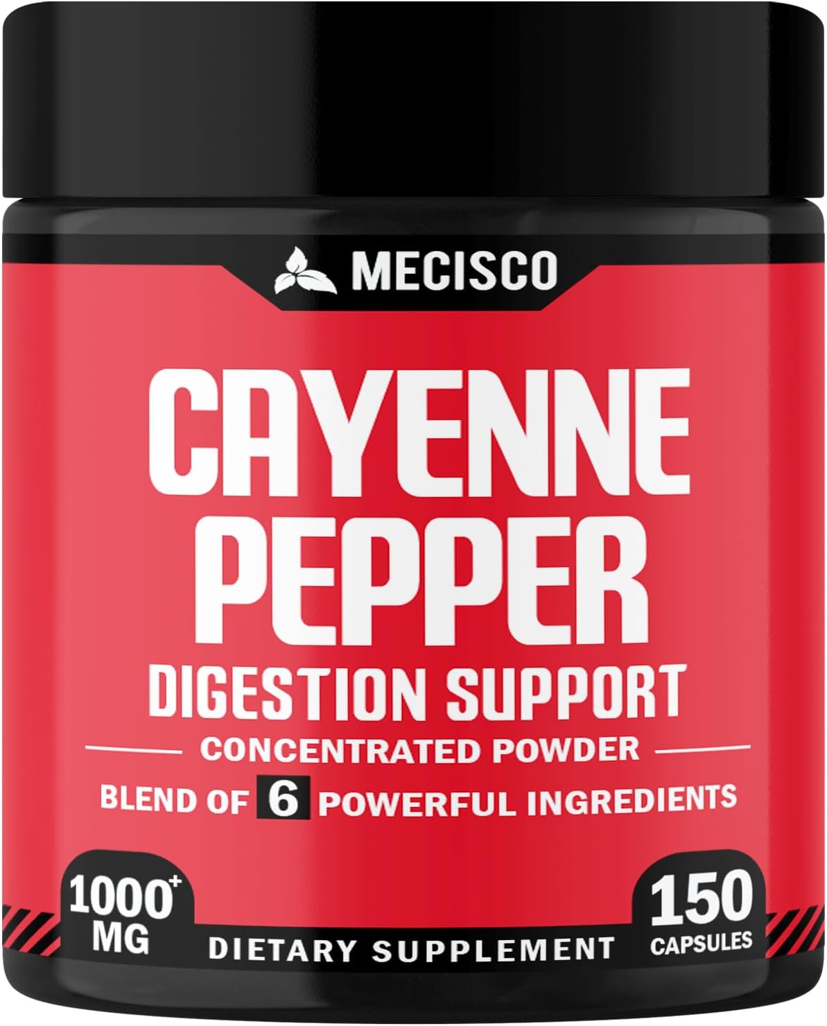 Organic 6-in-1 Cayenne Pepper Capsules with Ginger, Beet Root, Black Pepper - 150 Capsules for Digestion, Immunity, Joint & Heart Health