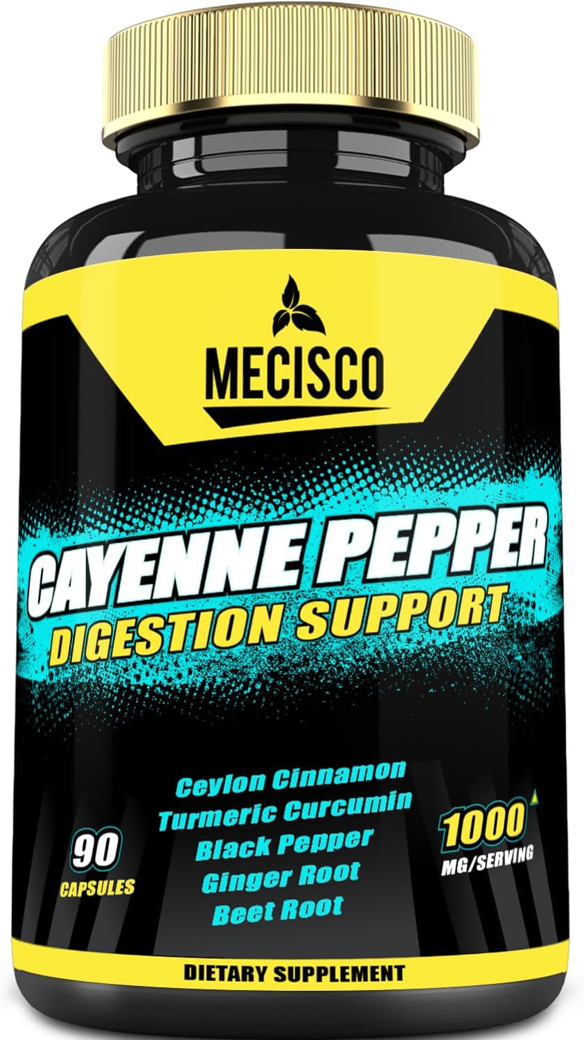 Organic 6in1 Cayenne Pepper Capsules with Ginger & Beet Root - 90 Capsules - Supports Digestion, Immunity & Joint Health