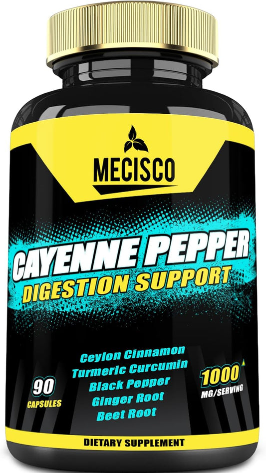 Organic 6in1 Cayenne Pepper Capsules with Ginger & Beet Root - 90 Capsules - Supports Digestion, Immunity & Joint Health
