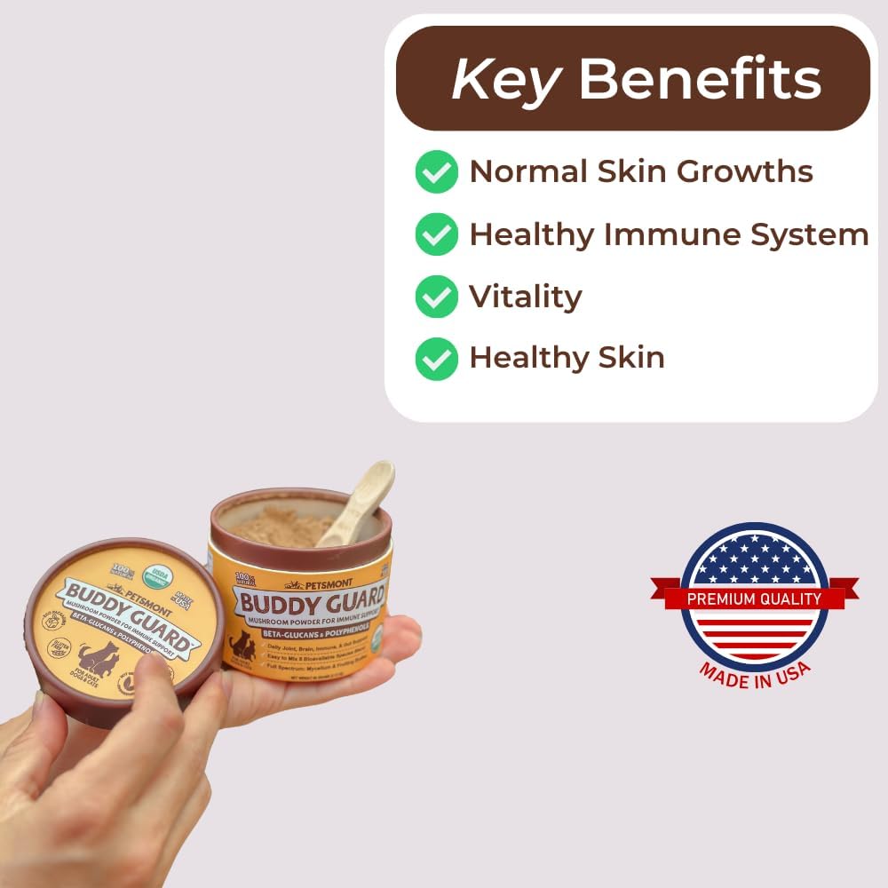 Organic 8 Mushroom Powder Blend for Pet Lumps & Bumps, Lipoma in Dogs & Cats - Natural Probiotic & Immune Support