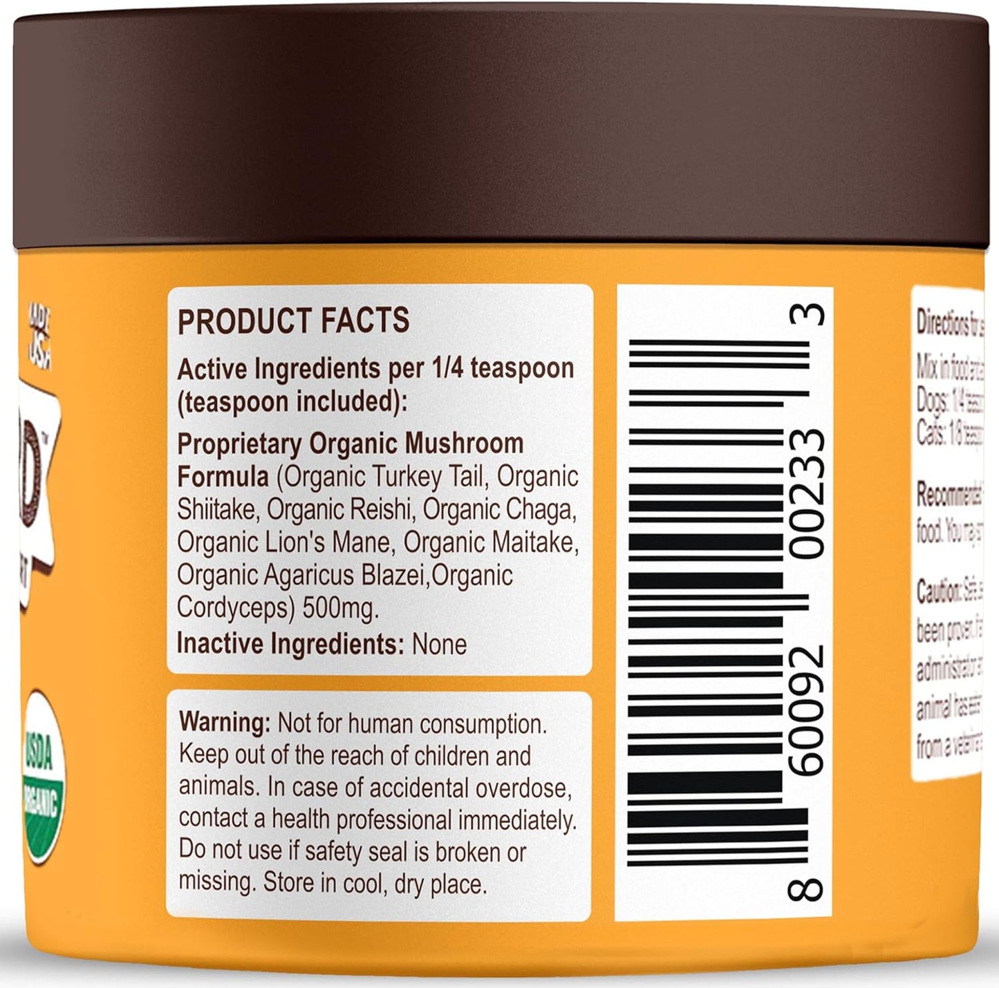 Organic 8 Mushroom Powder Blend for Pet Lumps & Bumps, Lipoma in Dogs & Cats - Natural Probiotic & Immune Support