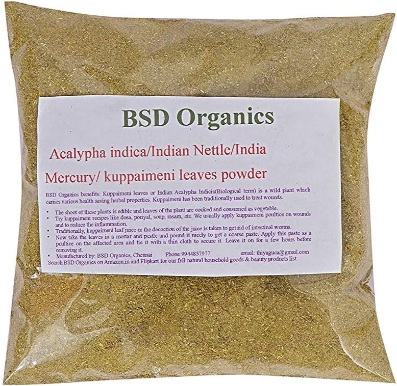 Organic Acalypha Indica Leaves Powder - Indian Nettle, Mercury, Copperleaf - 200g / 7oz