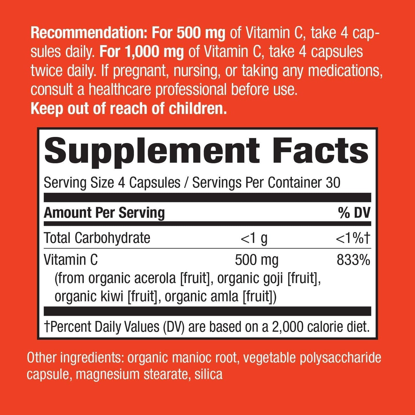 Organic Acerola Vitamin C Supplement for Immune Support - 120 Capsules by Nature's Way