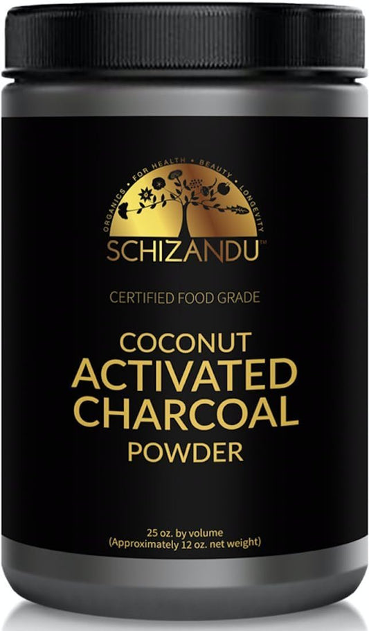 Organic Activated Coconut Charcoal Powder for Skin, Body, Oral Health, Teeth Whitening | Dietary Supplement by Schizandu