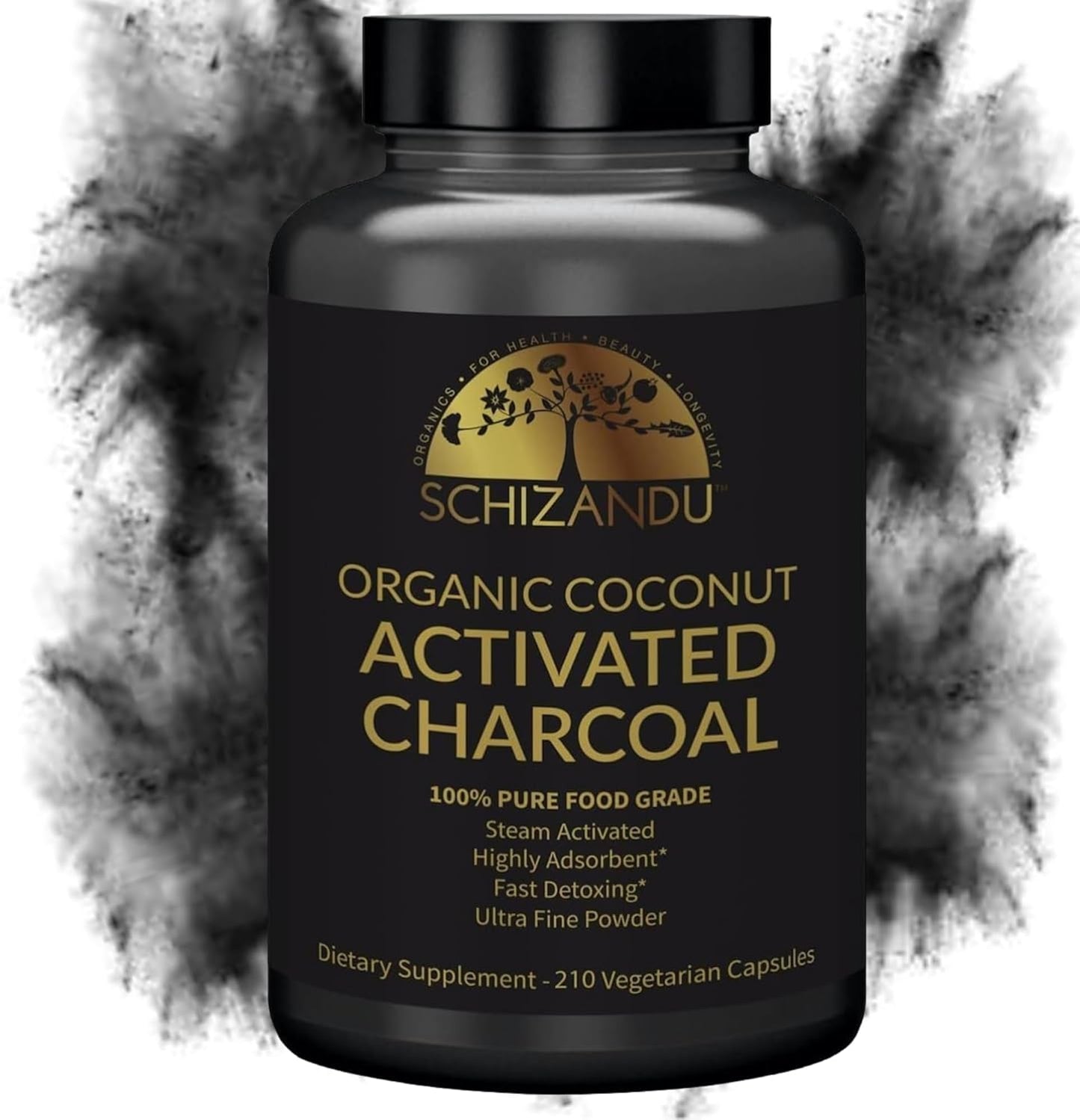 Organic Activated Coconut Charcoal Powder for Skin, Body, Oral Health, Teeth Whitening | Dietary Supplement by Schizandu