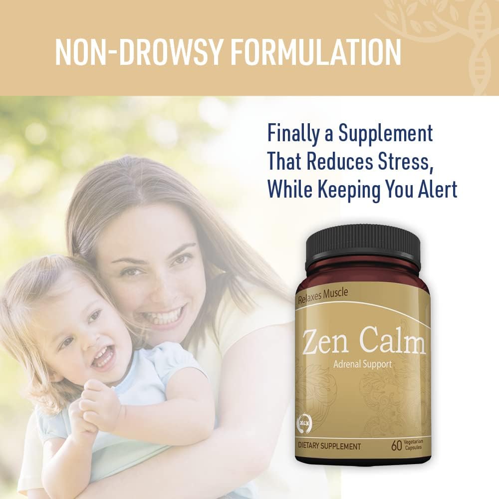 Organic Adaptogenic Herbs for Relaxation with Magnesium, B Vitamins, and GABA - Liver Medic Zen Calm (60 Veggie Caps)