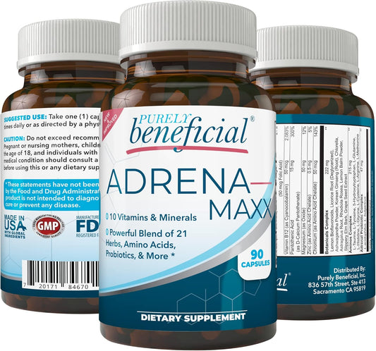 Organic Adrena-Maxx Supplement - 45 Day Supply for Fatigue Relief and Energy Boost