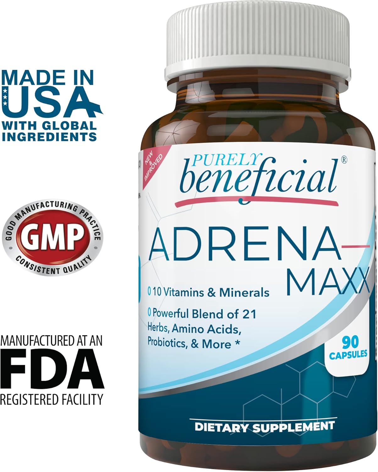 Organic Adrena-Maxx Supplement - 45 Day Supply for Fatigue Relief and Energy Boost