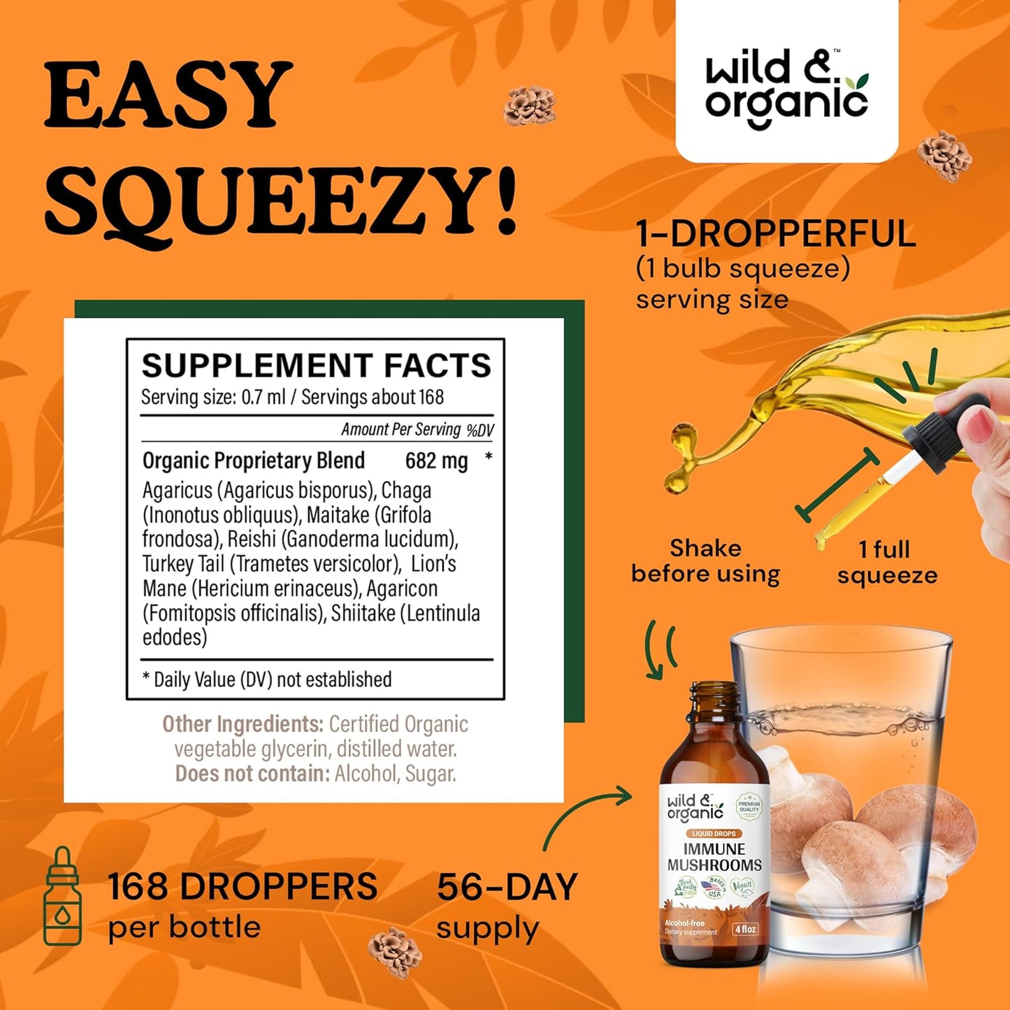 Organic Adrenal Support and Immune Boost Mushroom Tinctures - 4 fl oz each