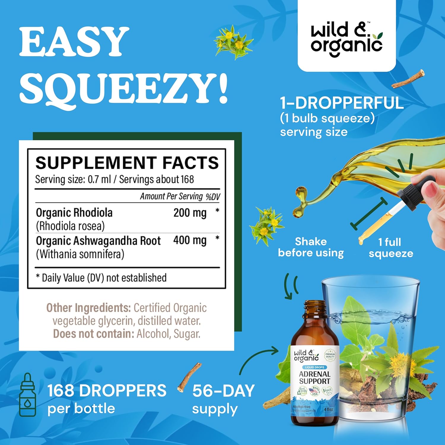 Organic Adrenal Support & Lion's Mane Tincture Bundle - 4 fl oz Each