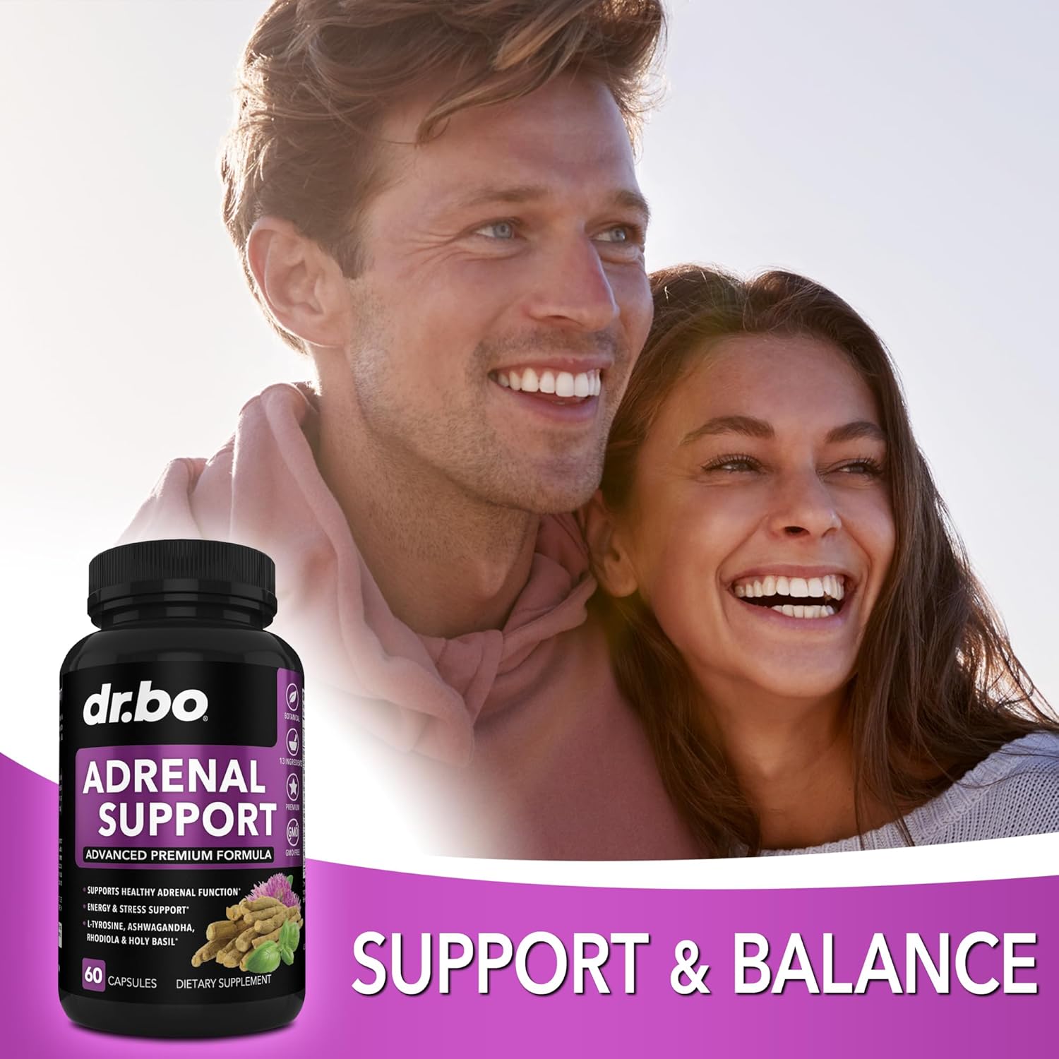 Organic Adrenal Support & Superfood Greens with Fruit Supplements for Daily Energy Boost
