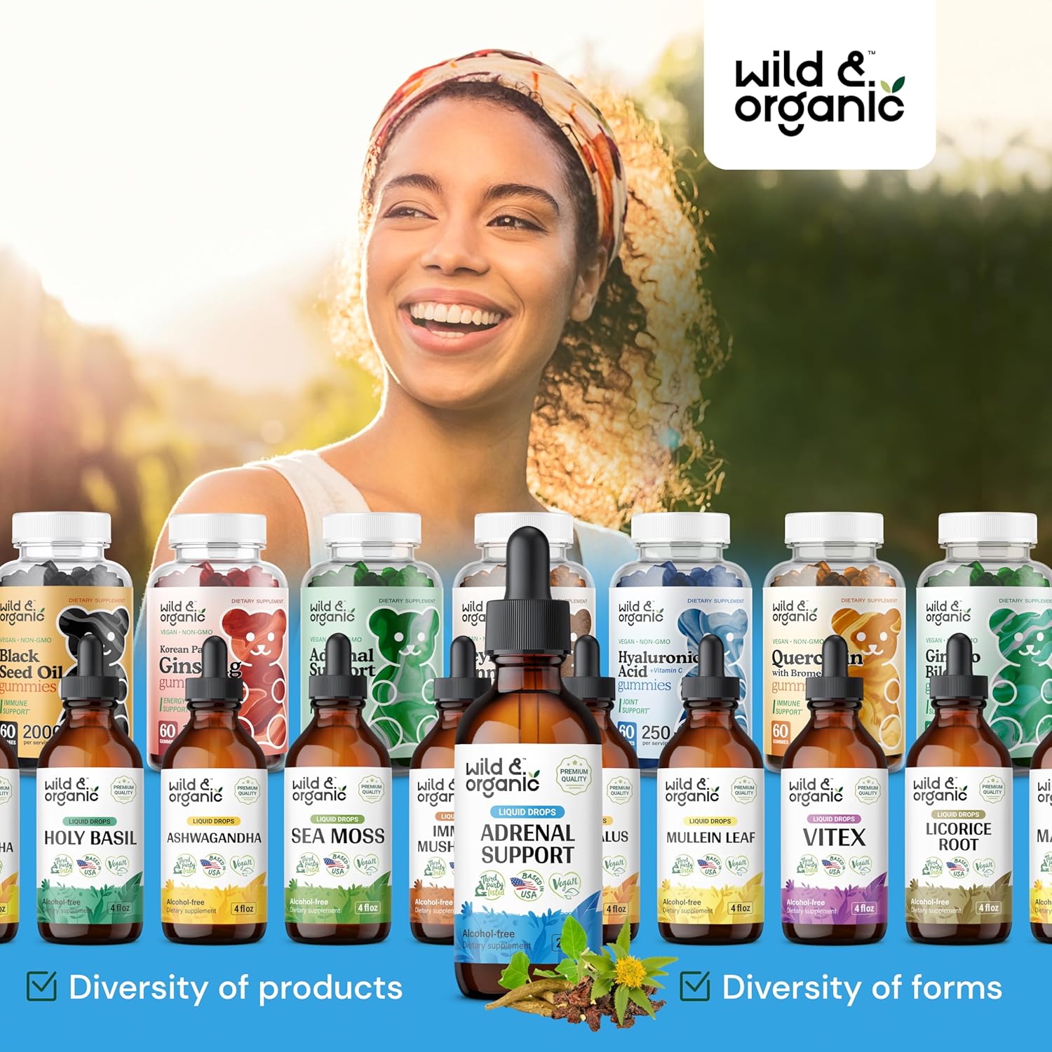 Organic Adrenal Support Tincture with Ashwagandha & Rhodiola Rosea - Vegan Formula, Sugar & Alcohol-Free - 1-Month Supply - 2 fl oz