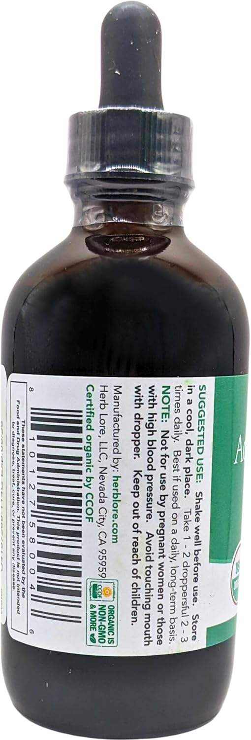 Organic Adrenal Tonic Tincture with Adaptogens - Alcohol-Free Herbal Blend for Stress Relief - Ashwagandha, Rhodiola, Eleuthero - 4 fl oz