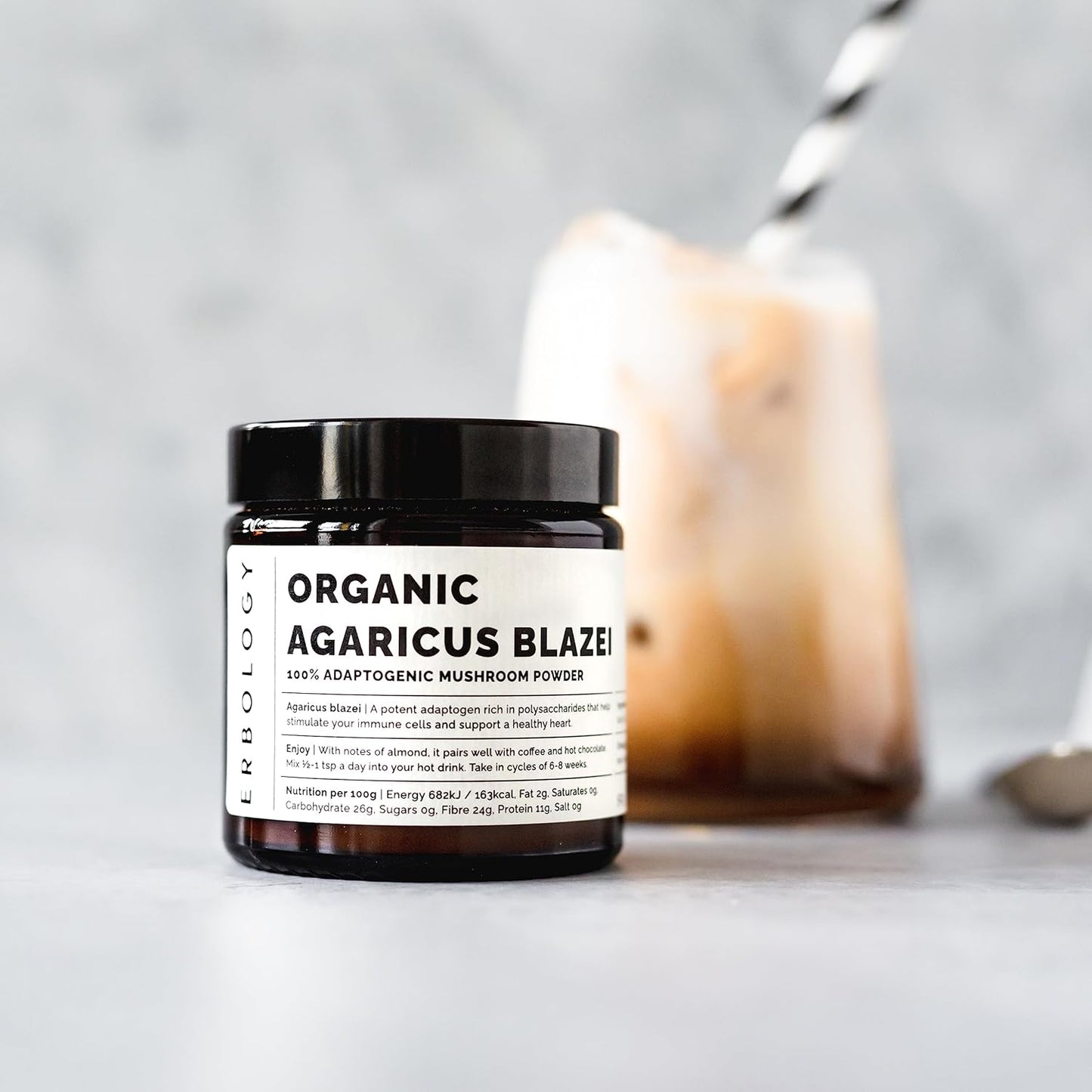Organic Agaricus Blazei Mushroom Powder - 50 Servings, 25% Beta-glucans - Immunity & Heart Support - Small Batch, Sustainably Grown in Europe - Vegan, Non-GMO, No Fillers
