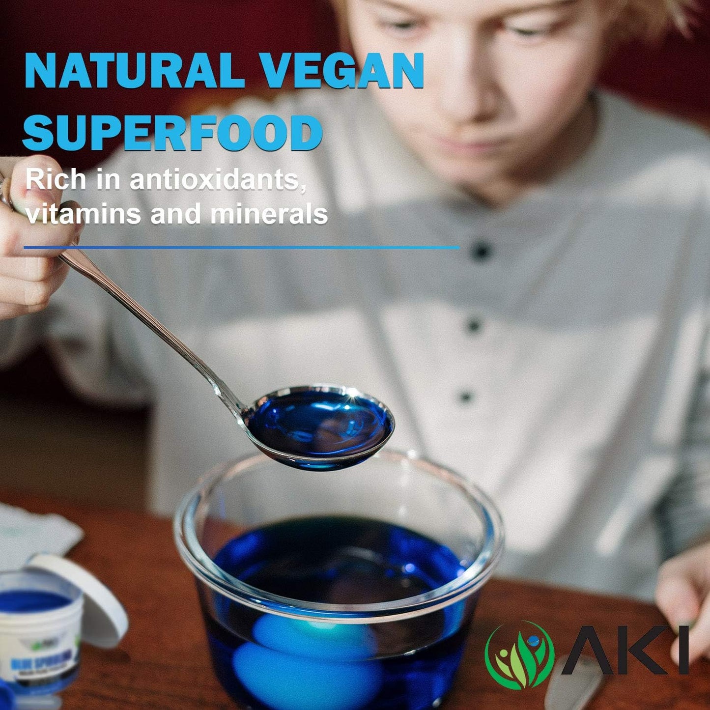 Organic AKI Blue Spirulina Powder - Nutrient-Rich Majik Powder for Smoothies - Non-GMO & Vegan Friendly - 2oz/57g