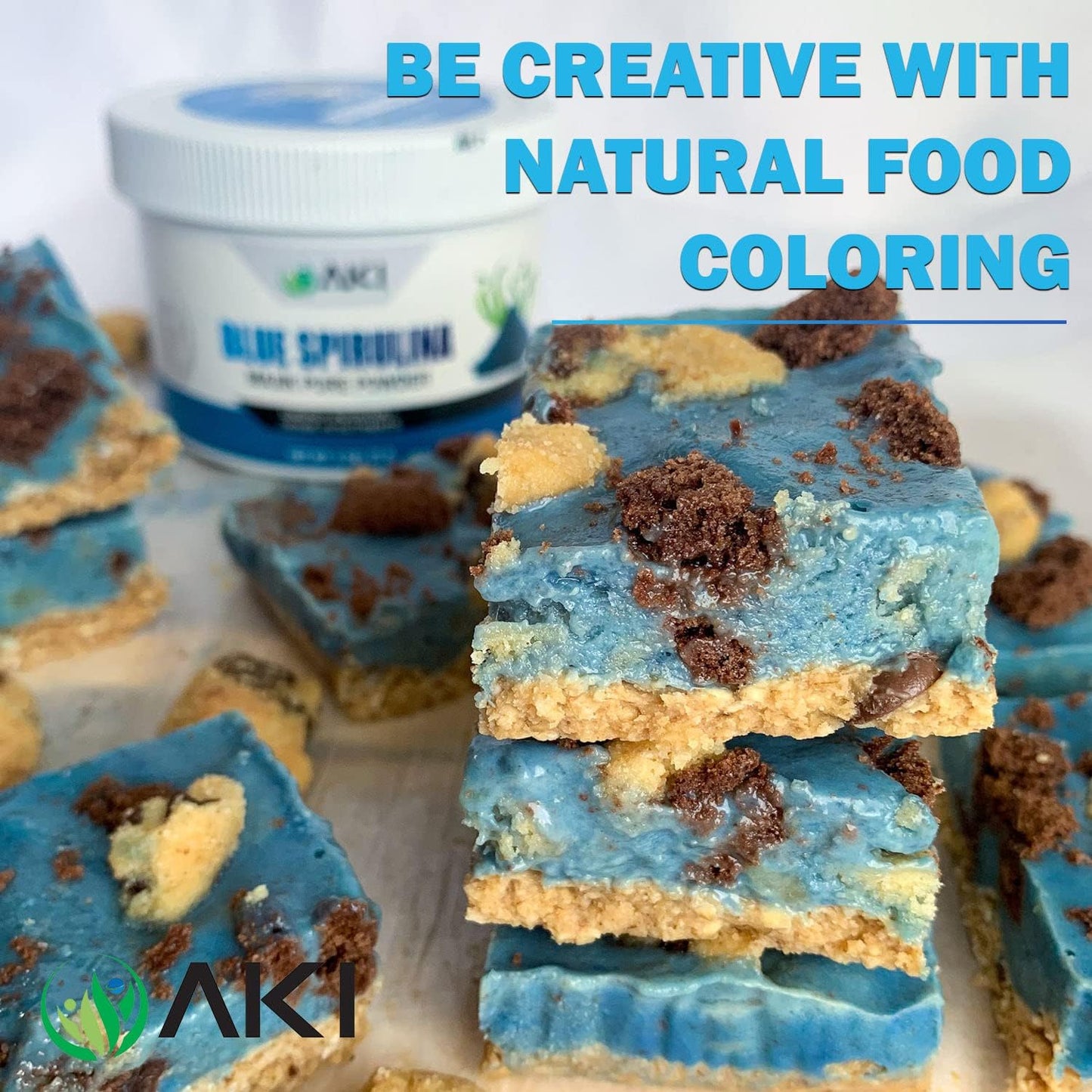 Organic AKI Blue Spirulina Powder - Nutrient-Rich Majik Powder for Smoothies - Non-GMO & Vegan Friendly - 2oz/57g