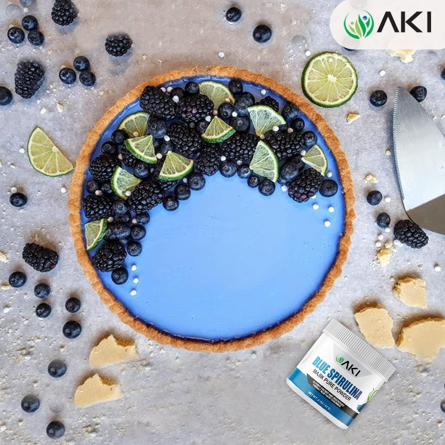 Organic AKI Blue Spirulina Powder - Nutrient-Rich Majik Powder for Smoothies - Non-GMO & Vegan Friendly - 2oz/57g