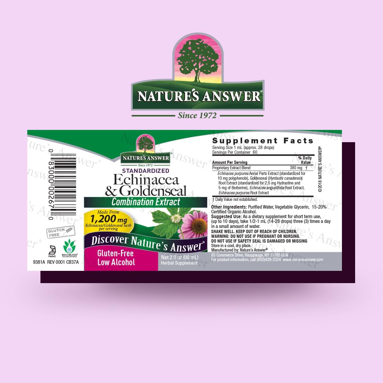 Organic Alcohol Echinacea & Goldenseal Blend for Immune Support & Inflammation Reduction - 2oz